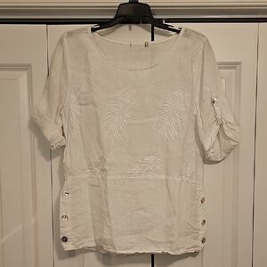 White Embroidered Women's Top